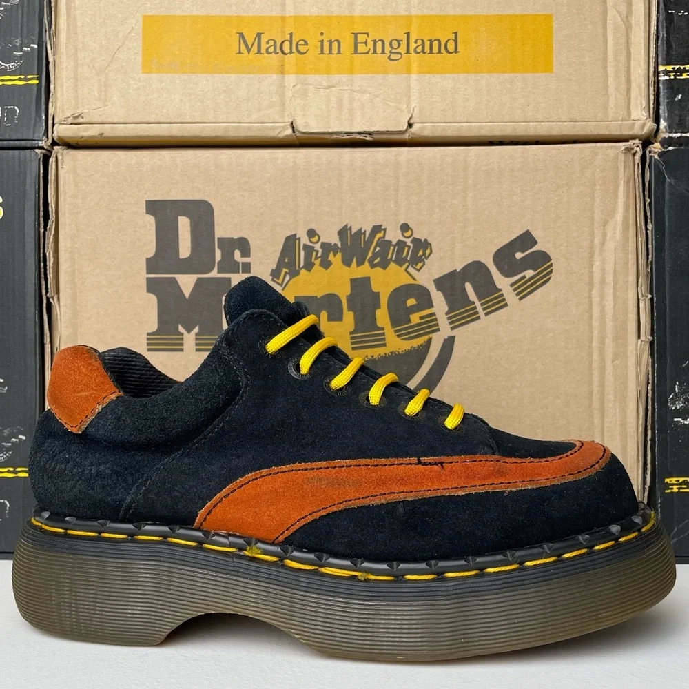 Vintage Dr. Martens MIE Blue Orange Stripe Chunky Oxfords Shoes UK 6 - Picture 6 of 16